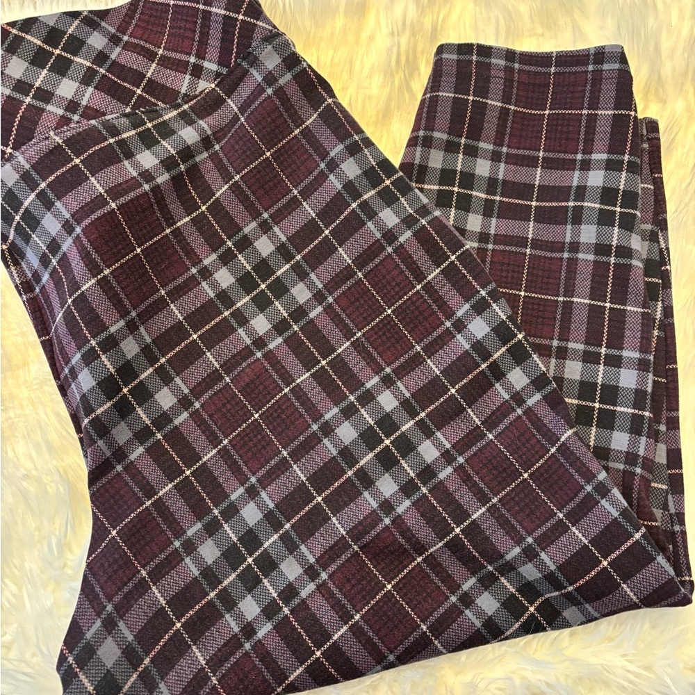 Torrid Purple Grey Pixie Pointe Plaid Leggings Sz… - image 7